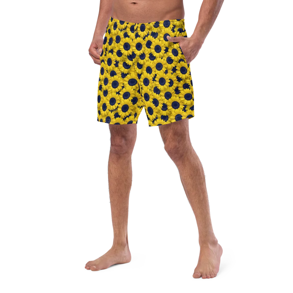 Midnight Sunflowers on Swim Trunks — Left Front