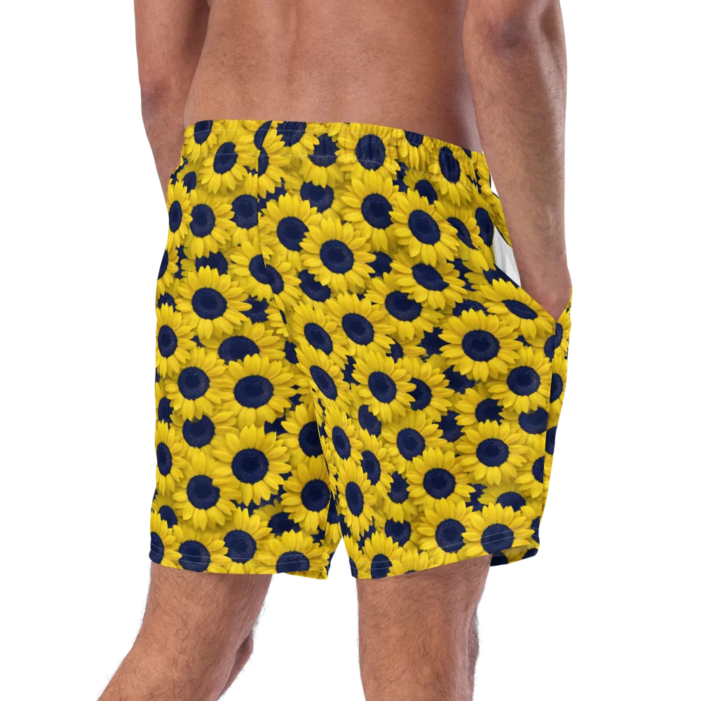 Midnight Sunflowers on Swim Trunks — Right Back