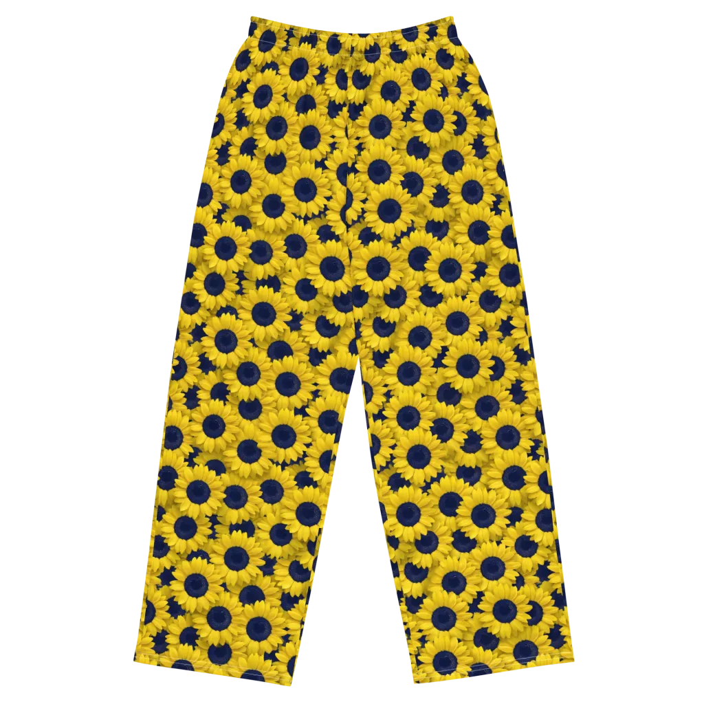 Midnight Sunflowers on Wide-Leg Pants — Front