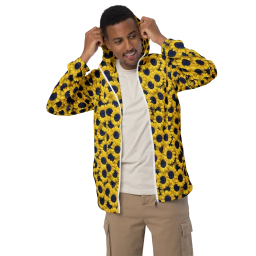 Midnight Sunflowers on a Men's Windbreaker