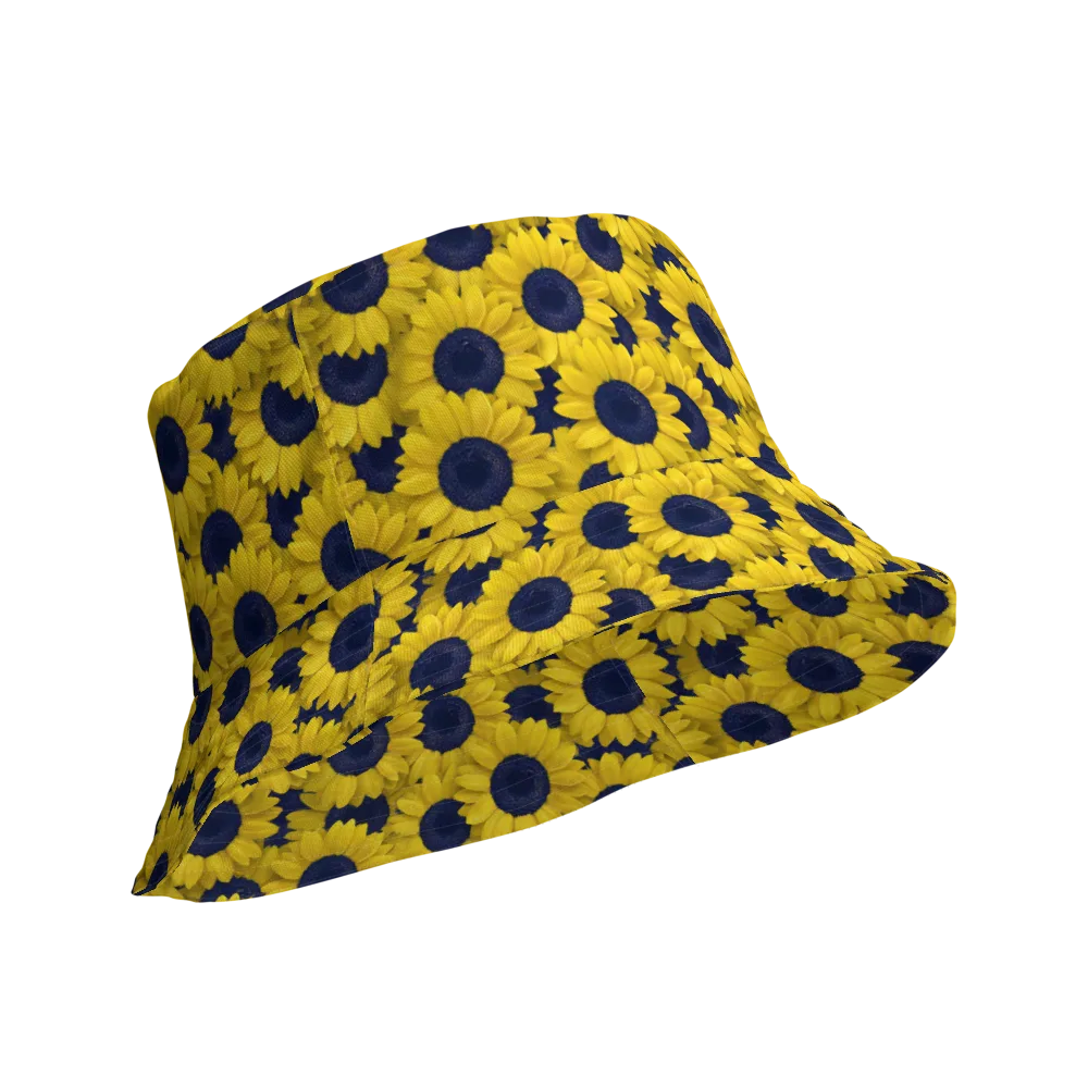 Midnight Sunflowers on Reversible Bucket Hat — Product details Outside