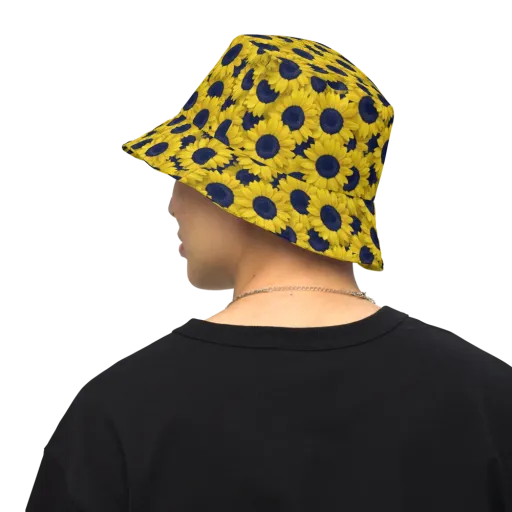 Midnight Sunflowers on a Reversible Bucket Hat