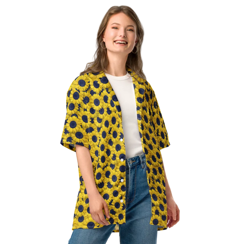 Midnight Sunflowers on Button Shirt — Front