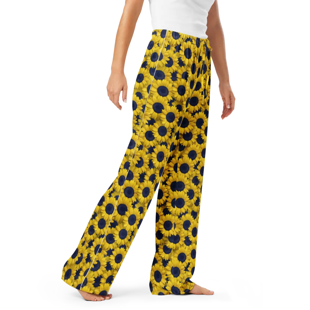 Midnight Sunflowers on Women's Pajama Pants — Right Front