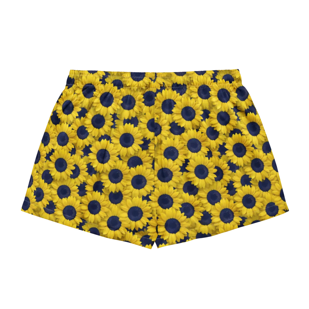 Midnight Sunflowers on Women's Pajama Shorts — Back