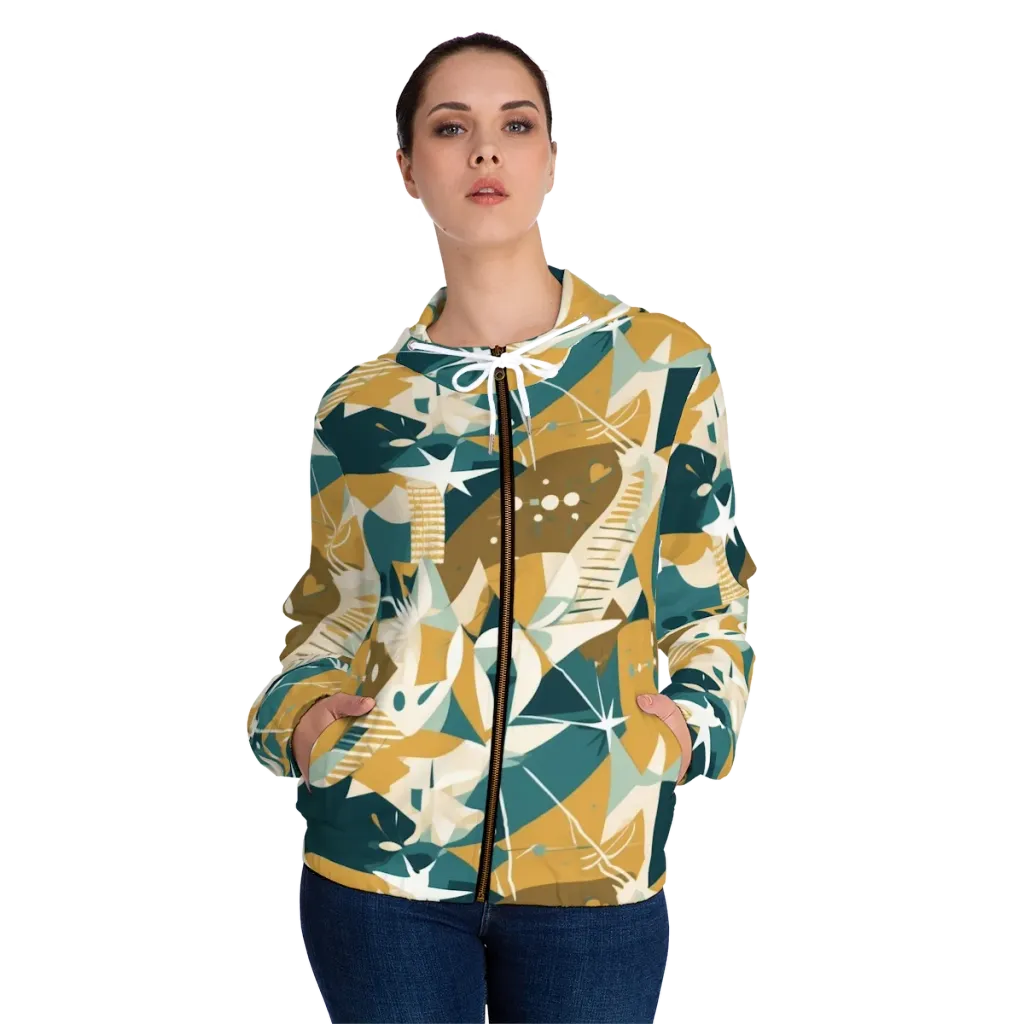 Astral Botanica on Women's Full-Zip Hoodie — Front On Person