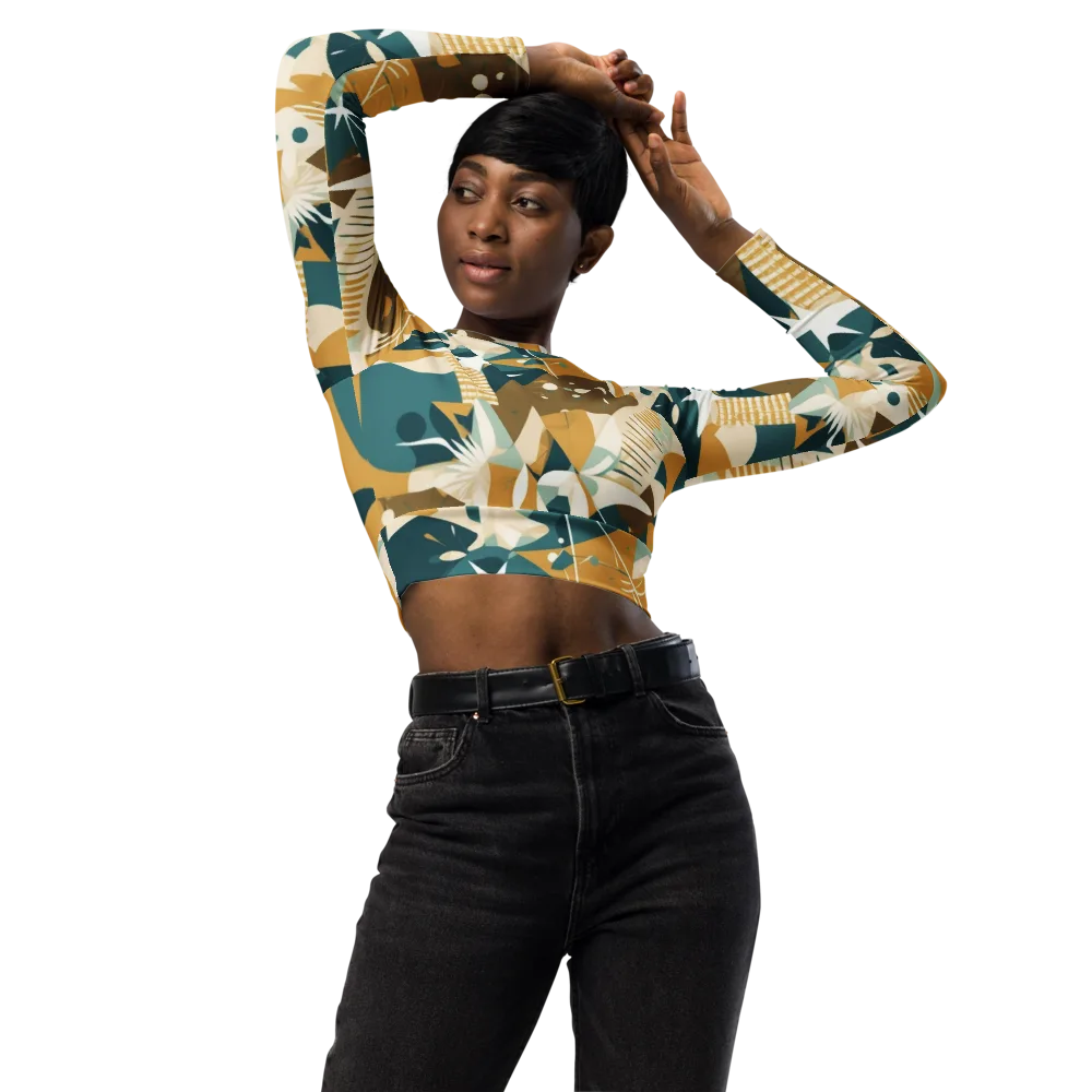 Astral Botanica on Long Sleeve Crop Top — Front