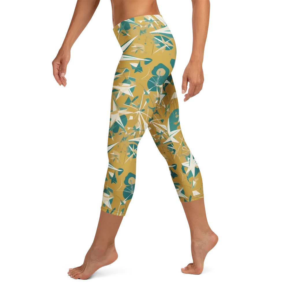 Ochre Flight on Capri Leggings — Left