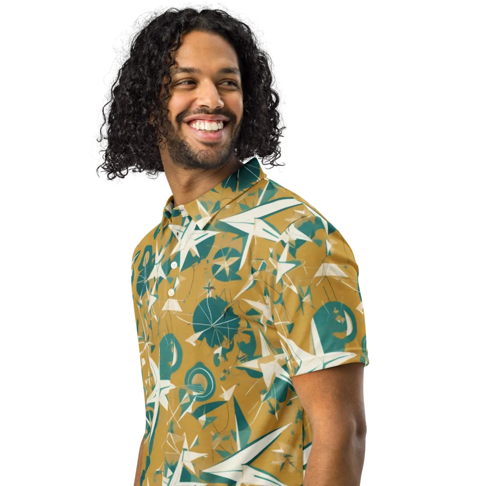 Ochre Flight on Men's Slim Fit Polo Shirt — Left Front