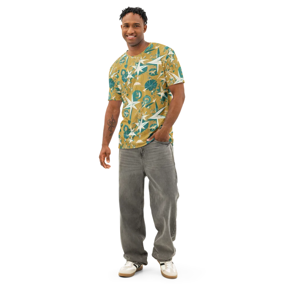 Ochre Flight on Men's Cotton Crew Neck T-Shirt — Front