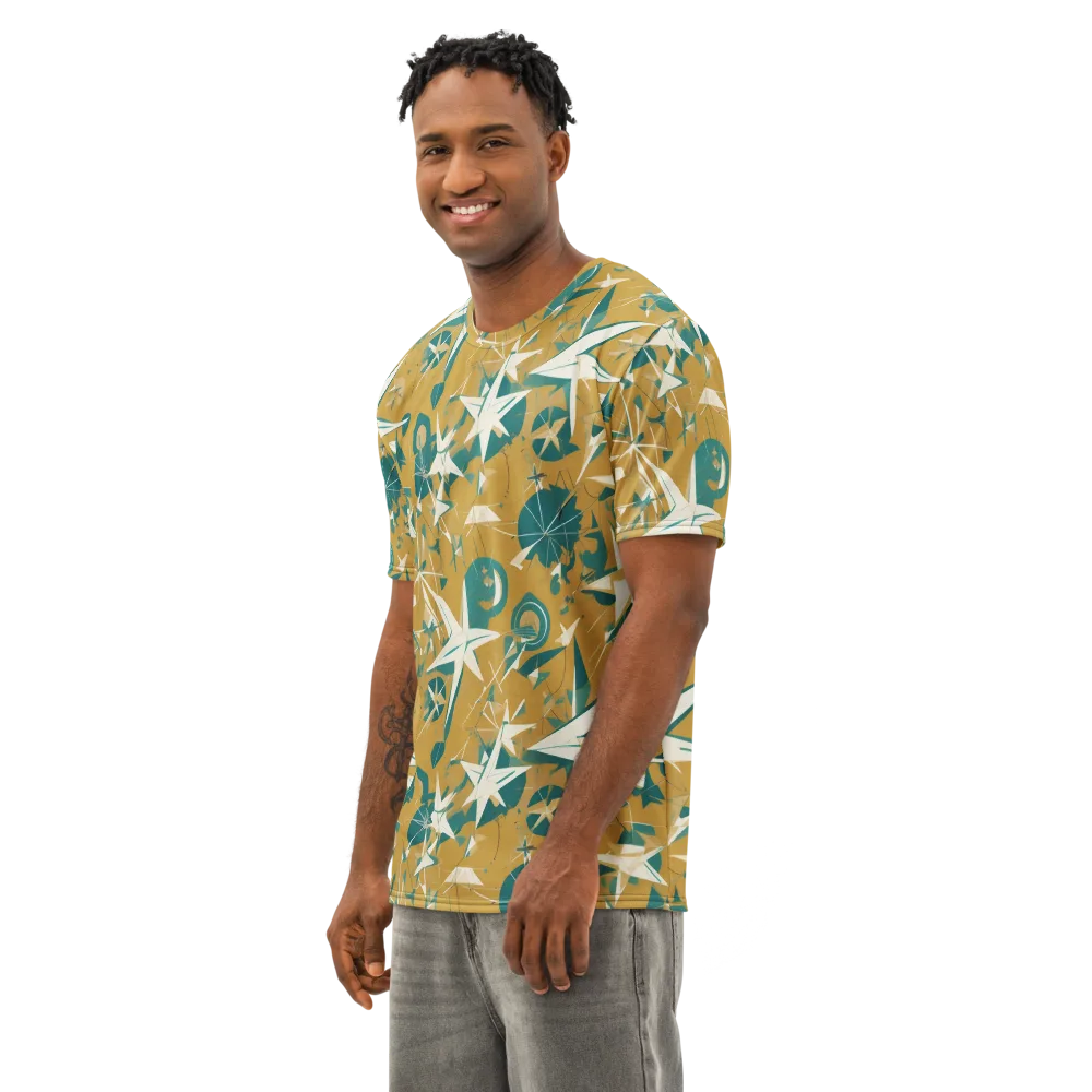 Ochre Flight on Men's Cotton Crew Neck T-Shirt — Left Front