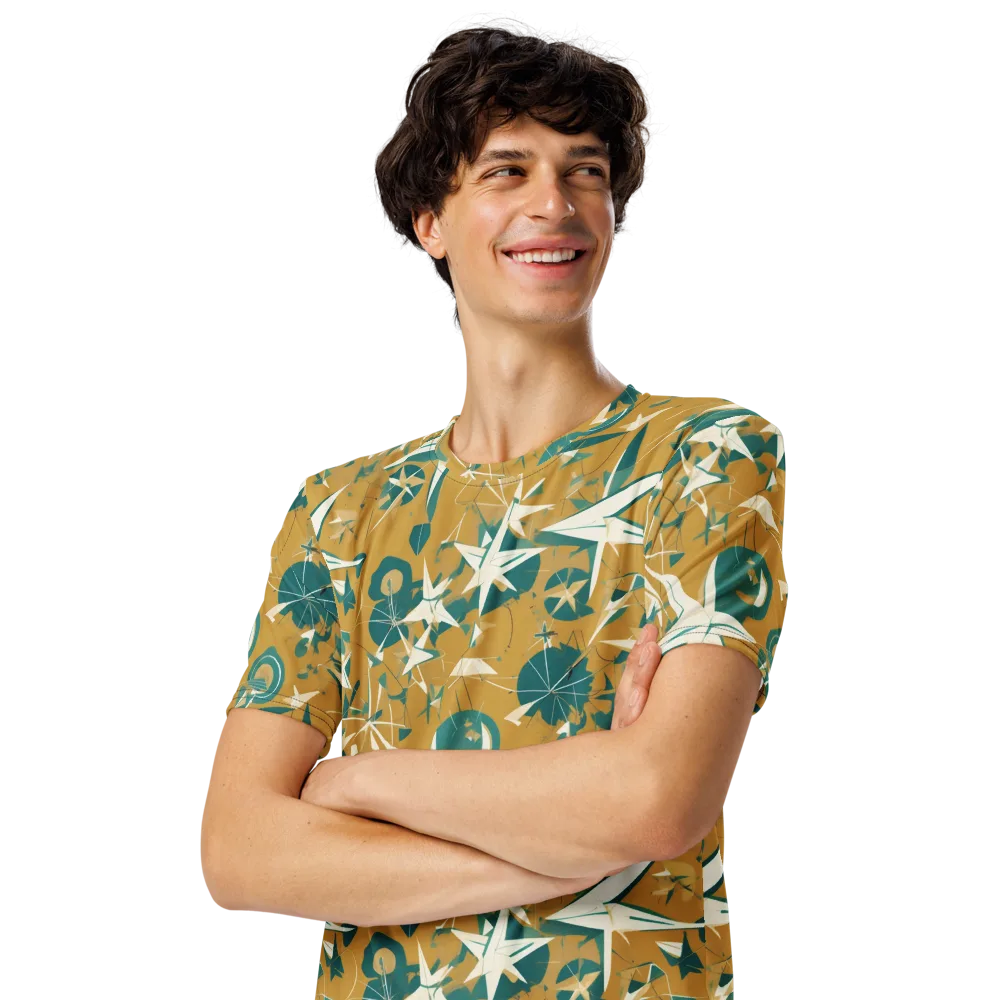 Ochre Flight on Men's Crew Neck T-Shirt — Left Front