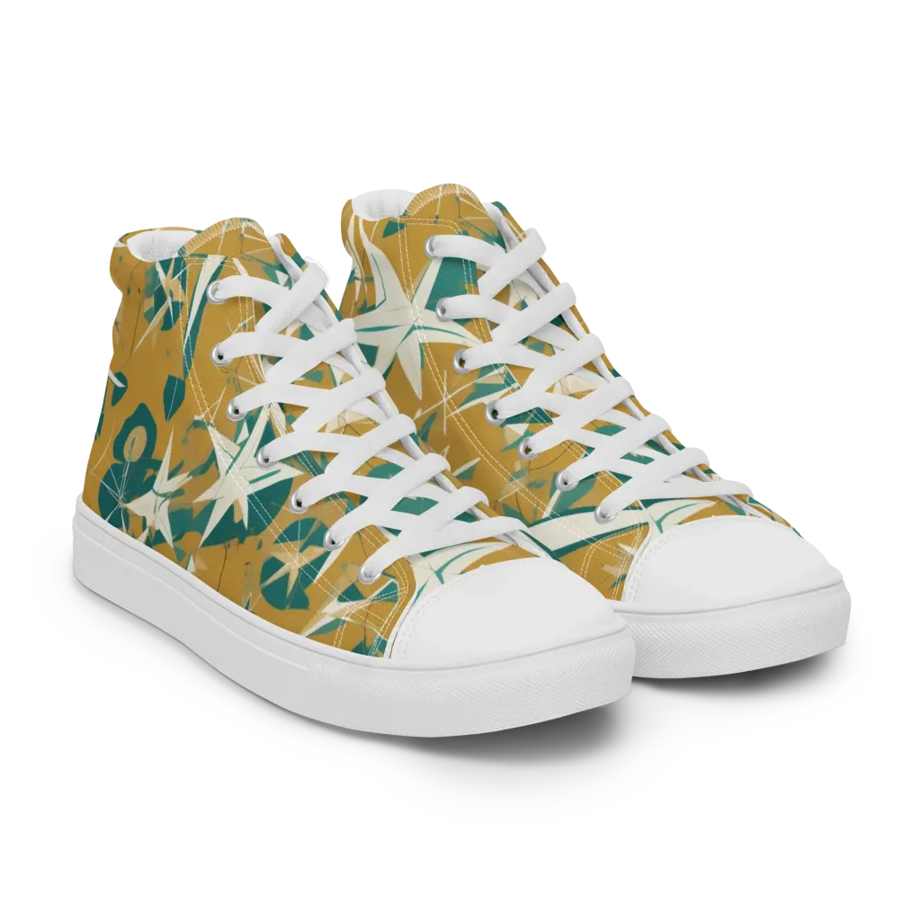Ochre Flight on Men's High Top Canvas Shoes — Right Front
