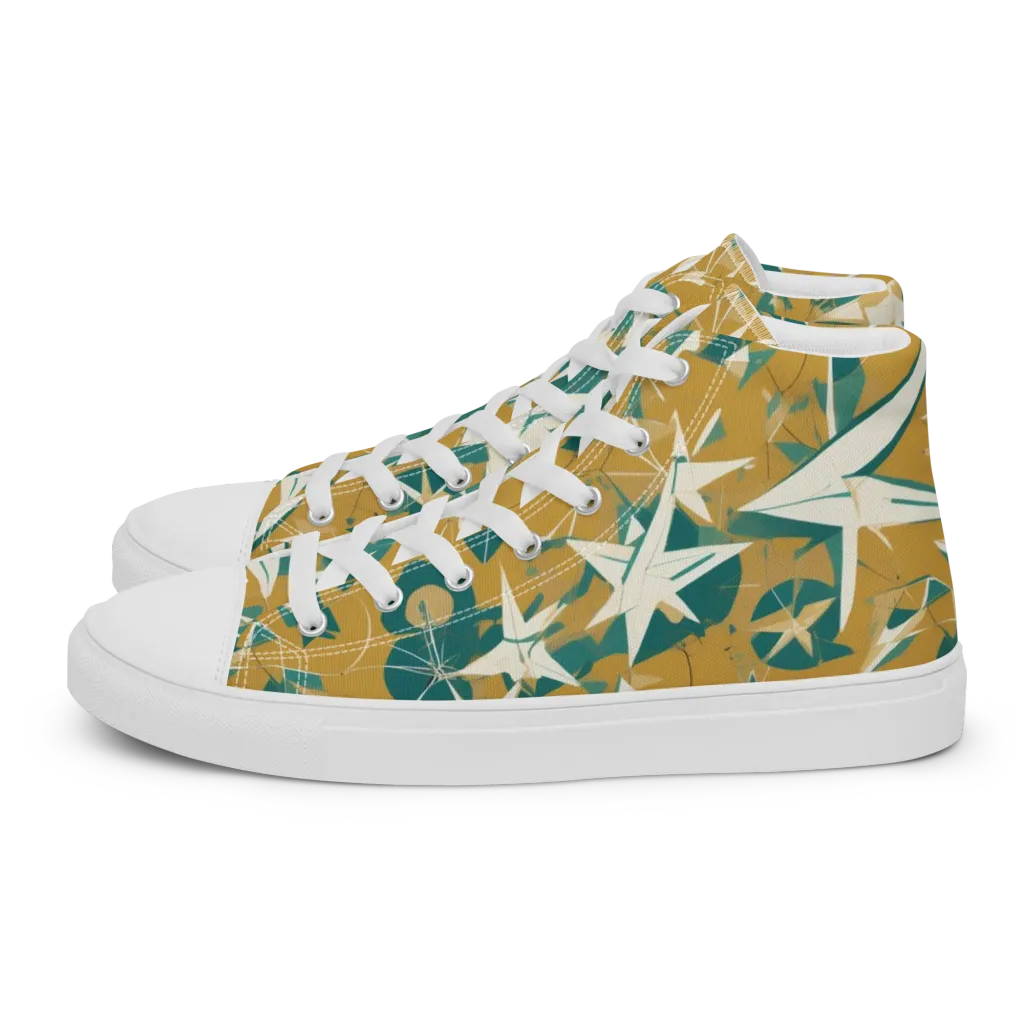 Ochre Flight on Men's High Top Canvas Shoes — Left