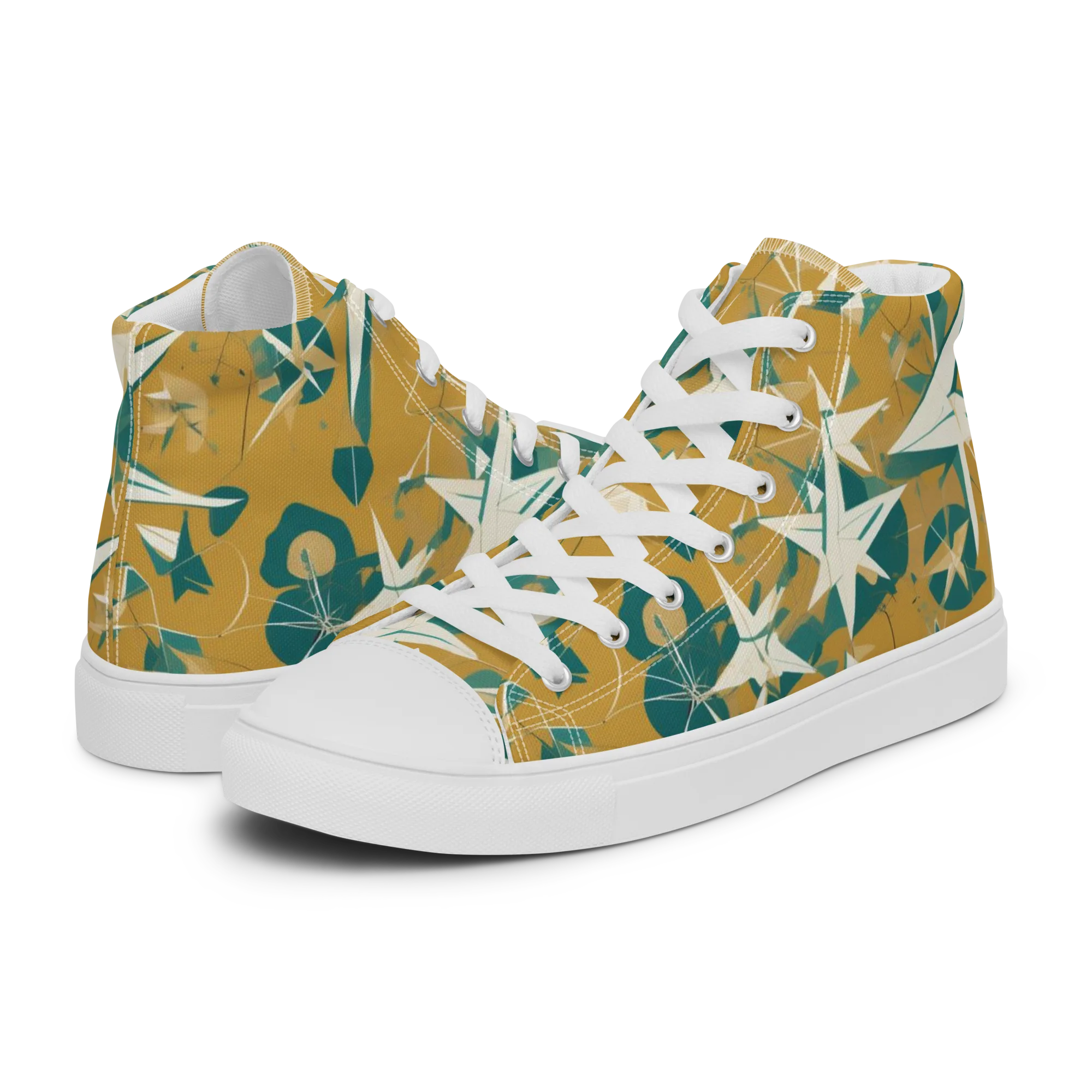 Ochre Flight on Men's High Top Canvas Shoes — Left