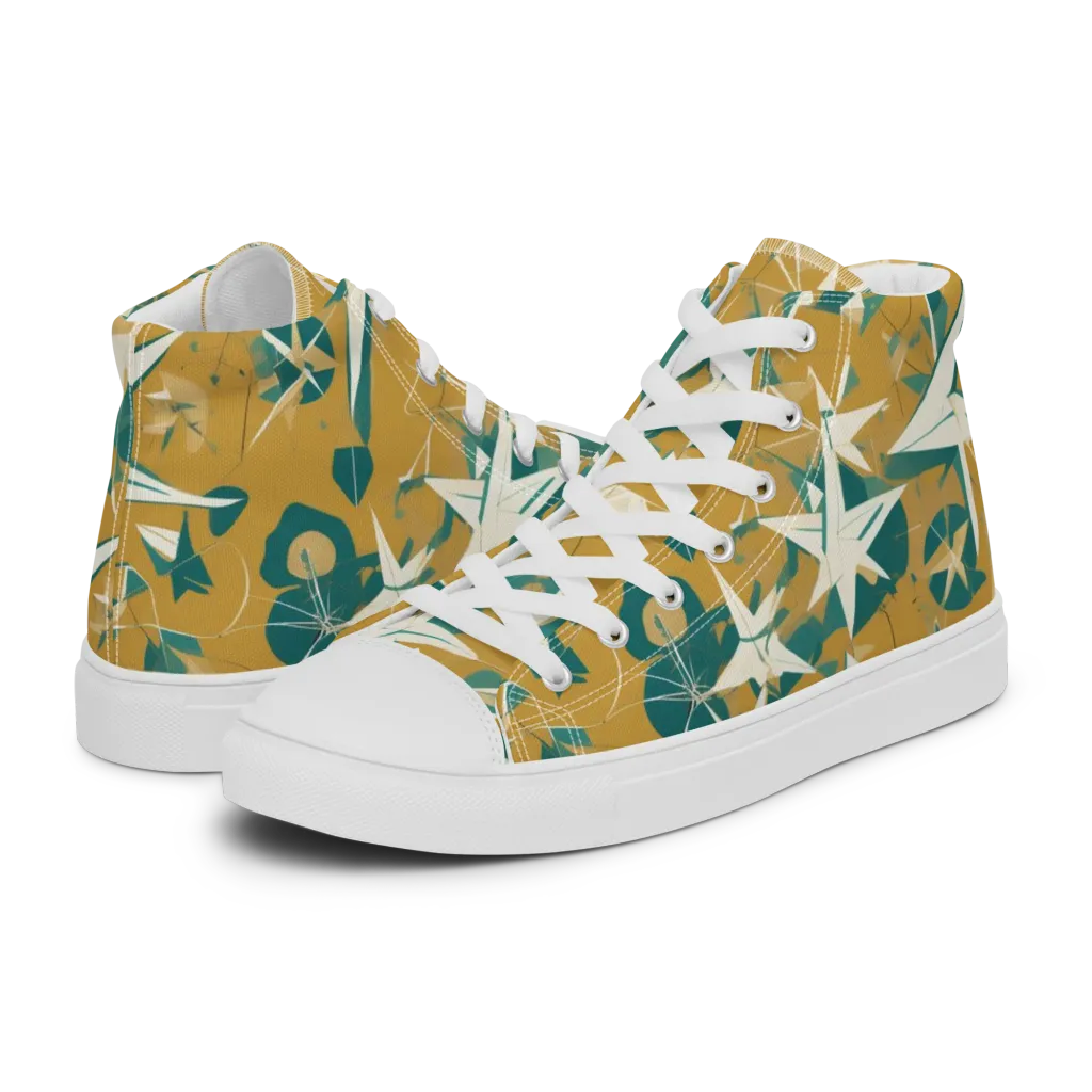 Ochre Flight on Men's High Top Canvas Shoes — Left