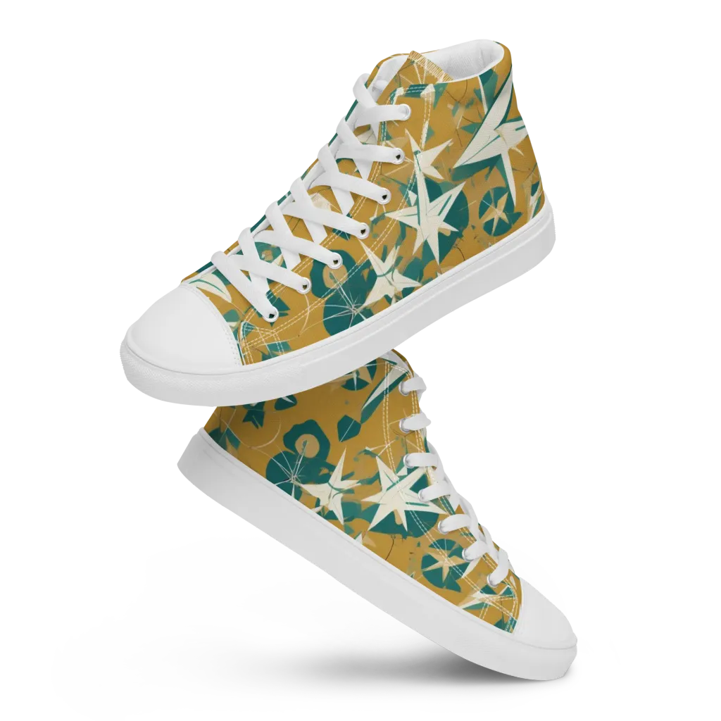 Ochre Flight on Men's High Top Canvas Shoes — Front