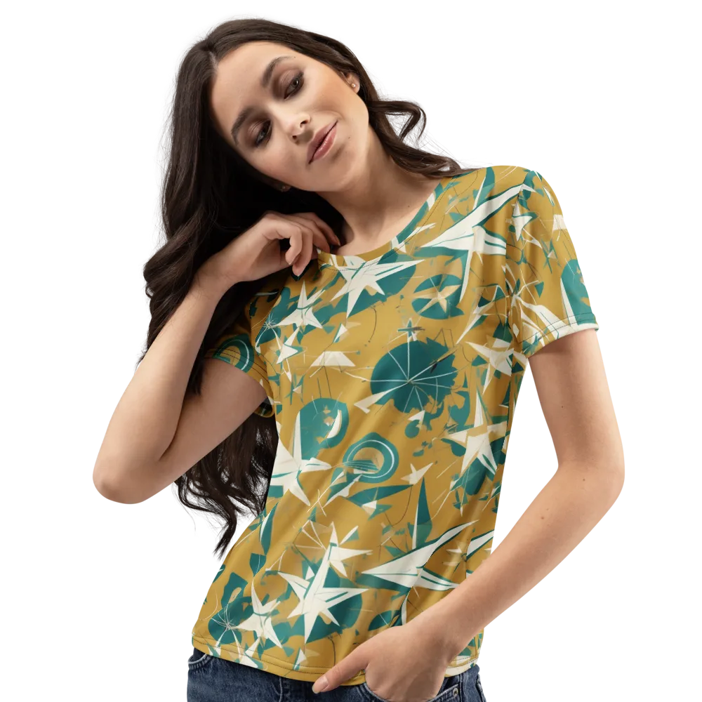 Ochre Flight on Women's Crew Neck T-Shirt — Left Front