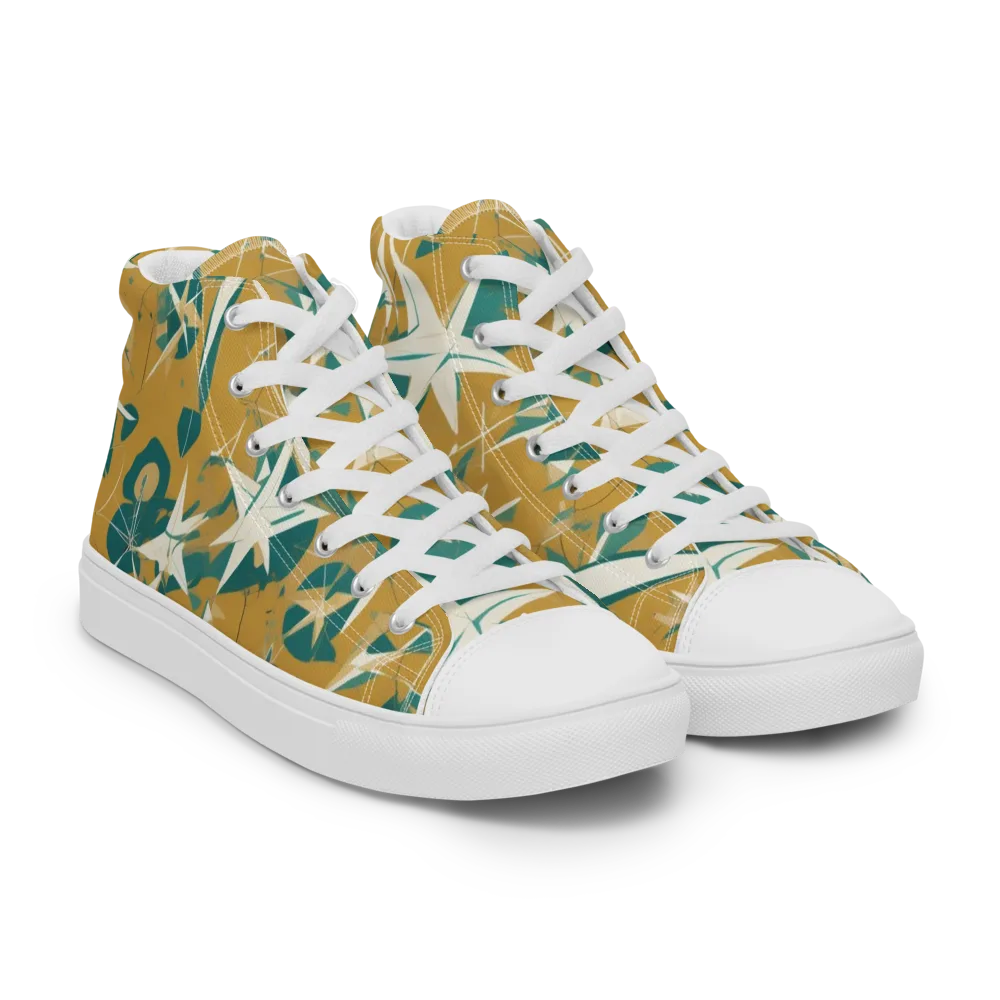 Ochre Flight on Women's High Top Canvas Shoes — Right Front