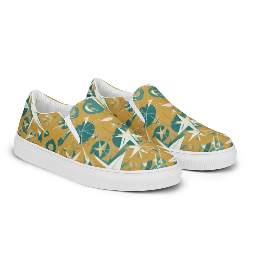 Ochre Flight on Men's Slip-On Canvas Shoes — Right Front