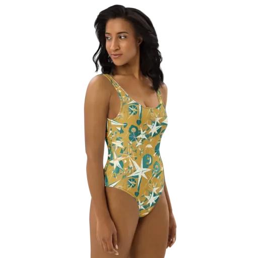 Ochre Flight on a One-Piece Swimsuit