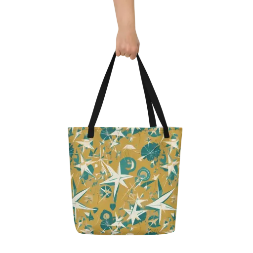 Ochre Flight on a Large Tote Bag W/ Pocket