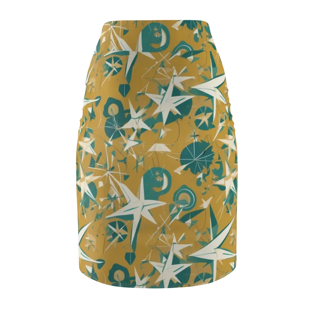Ochre Flight on Pencil Skirt — Back