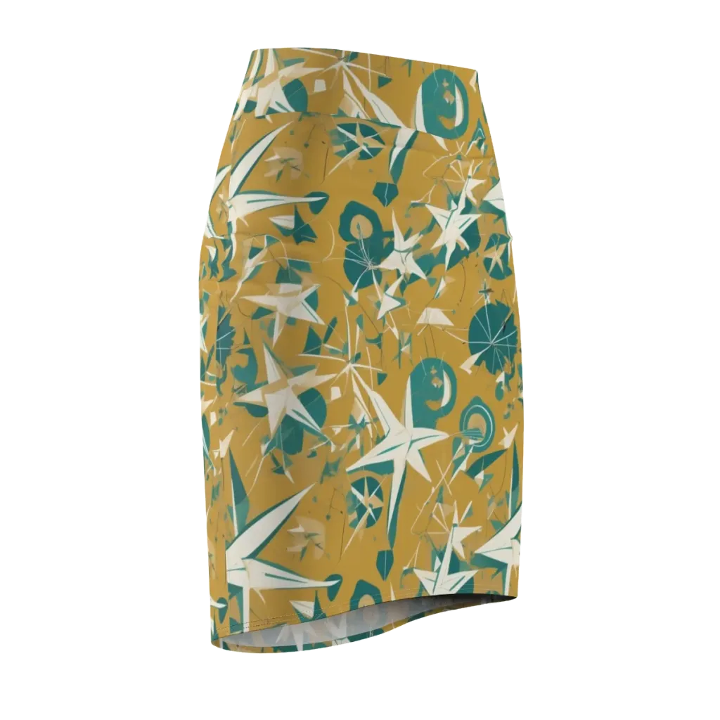 Ochre Flight on Pencil Skirt — Front Side
