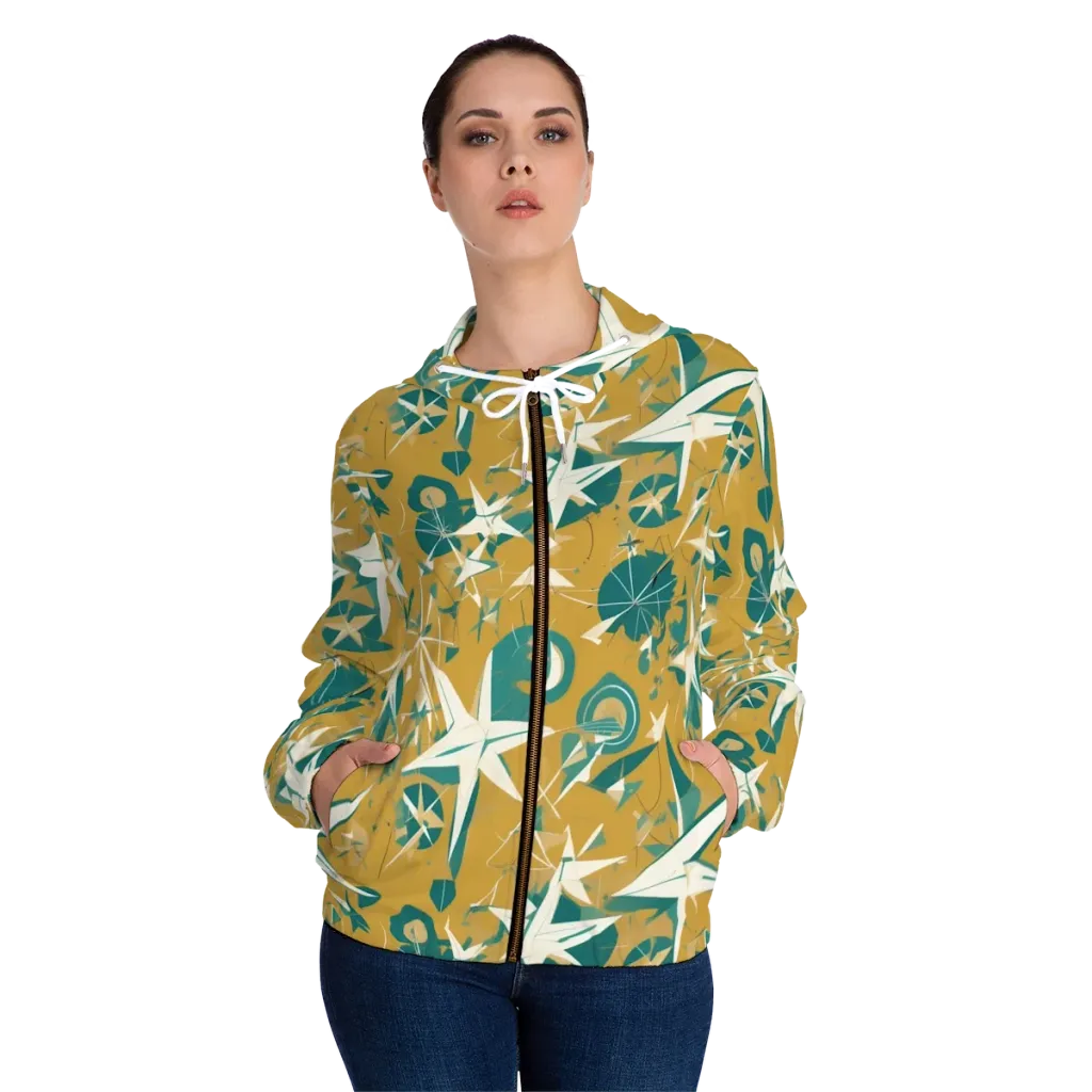 Ochre Flight on Women's Full-Zip Hoodie — Front On Person