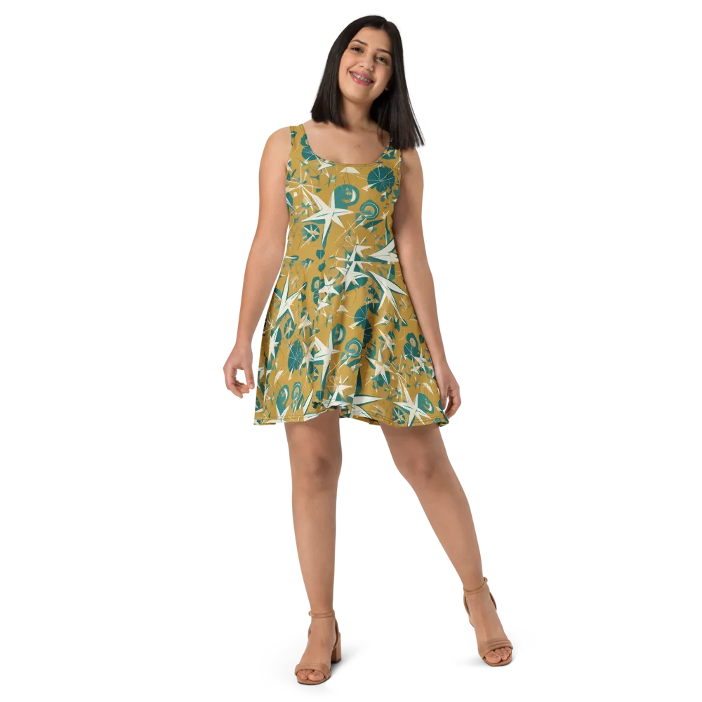 Ochre Flight on Skater Dress — Front