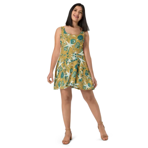 Ochre Flight on a Skater Dress