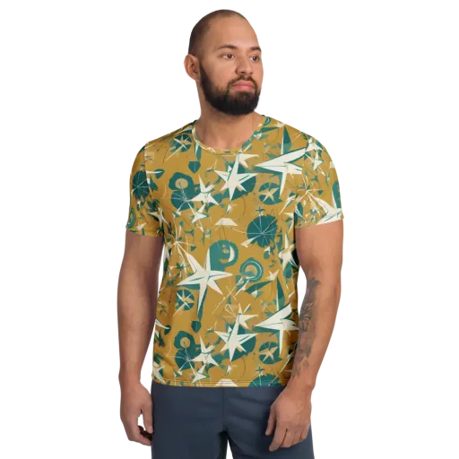 Ochre Flight on a Men's Athletic T-Shirt
