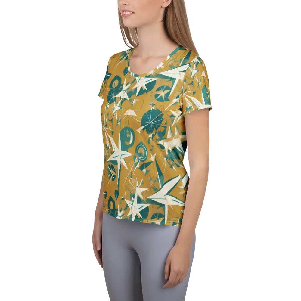 Ochre Flight on Women's Athletic T-Shirt — Left