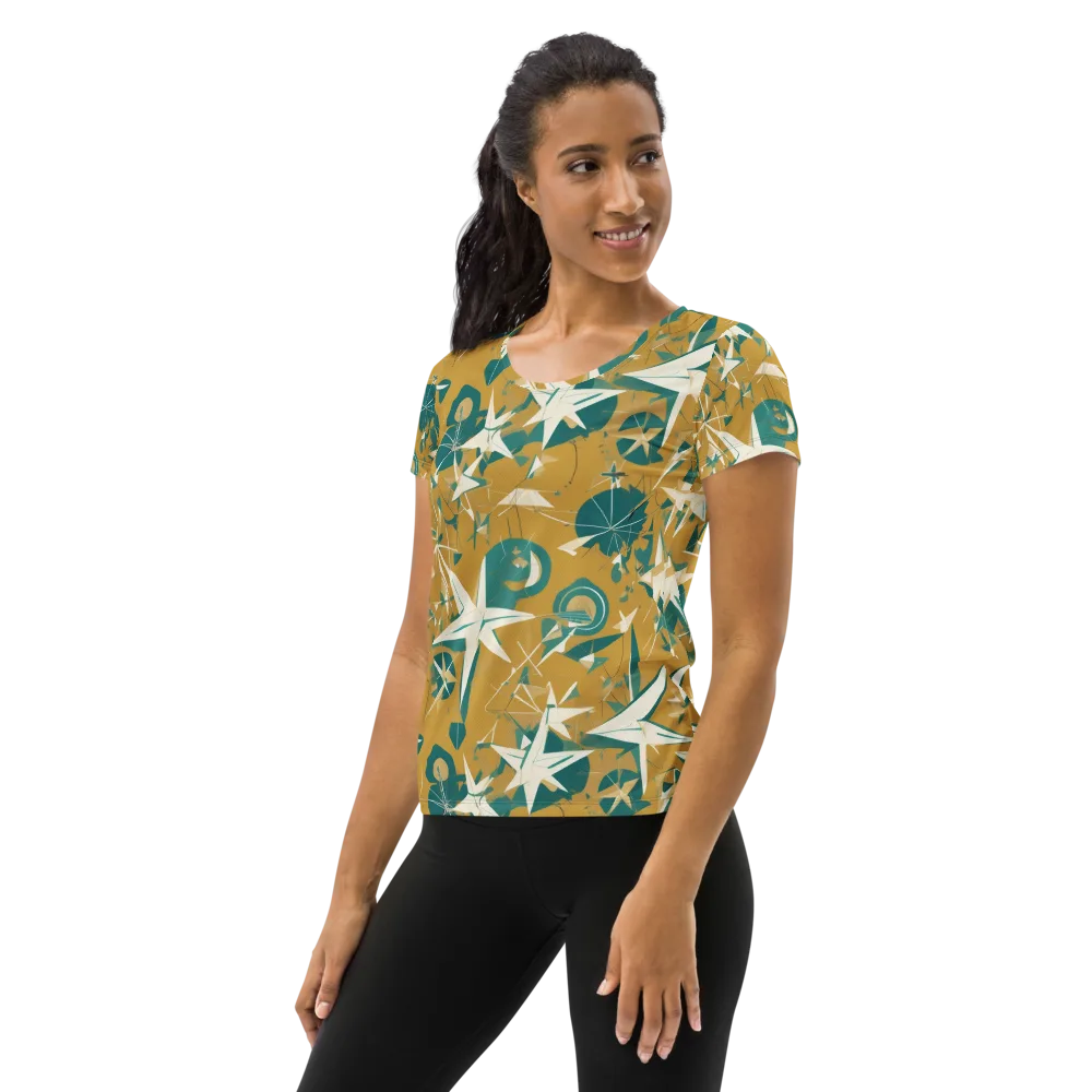 Ochre Flight on Women's Athletic T-Shirt — Left
