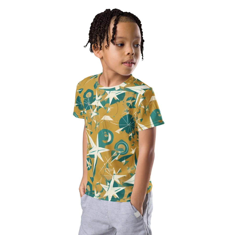 Ochre Flight on Kids Crew Neck T-Shirt — Left Front