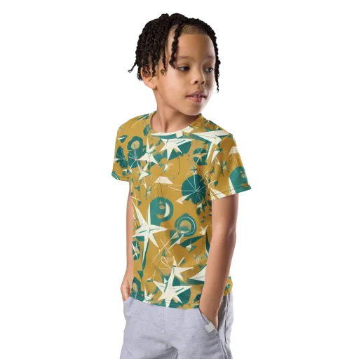 Ochre Flight on a Kids Crew Neck T-Shirt