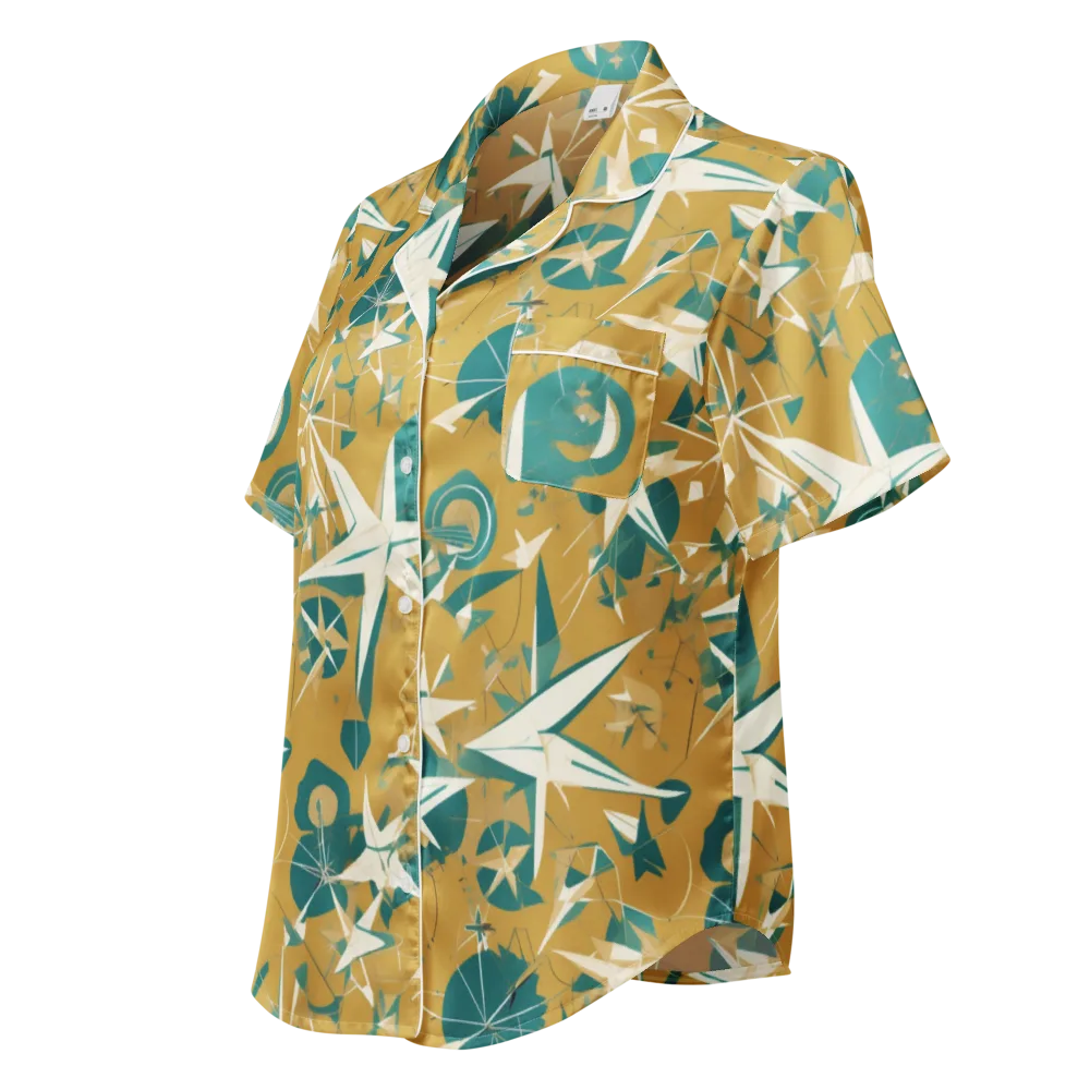 Ochre Flight on Women's Short Sleeve Pajama Top — Left Front