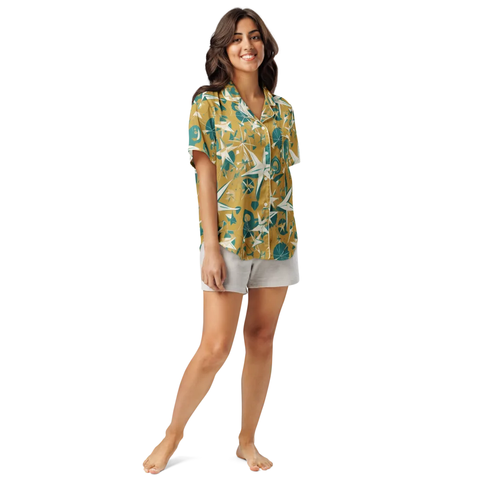 Ochre Flight on Women's Short Sleeve Pajama Top — Front