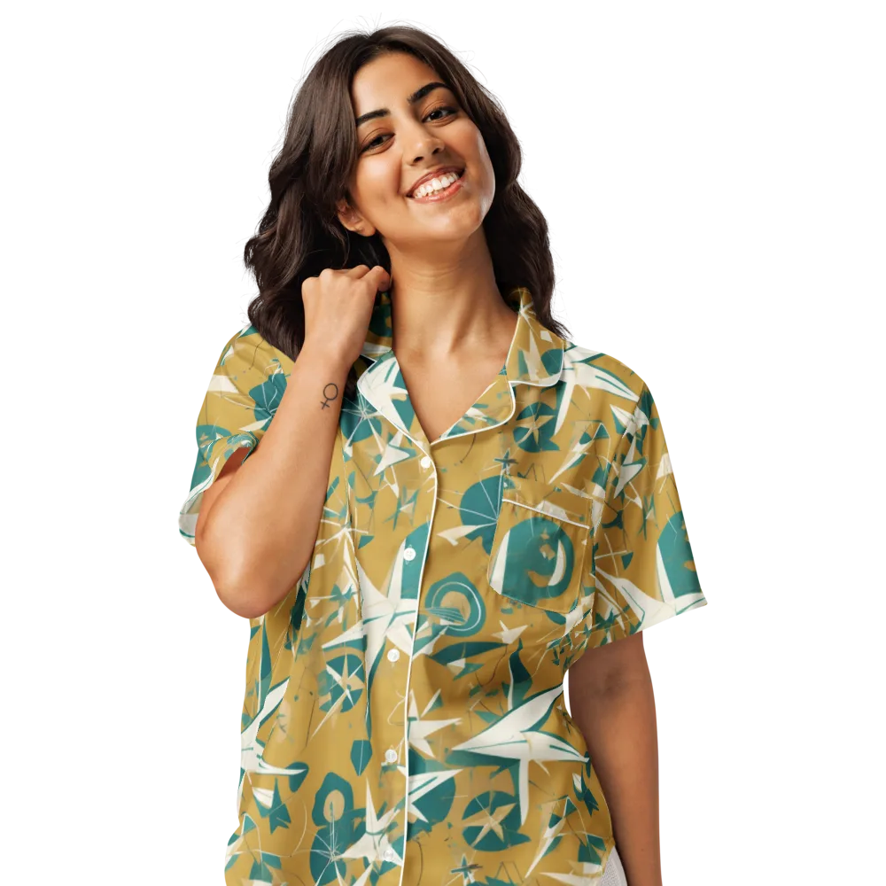 Ochre Flight on Women's Short Sleeve Pajama Top — Front
