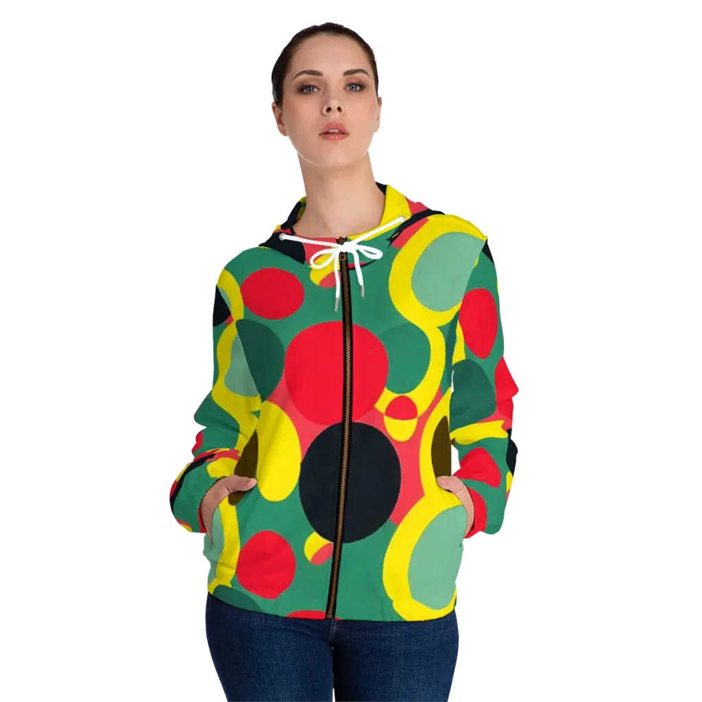 Modular Eclipse on Women's Full-Zip Hoodie — Front On Person
