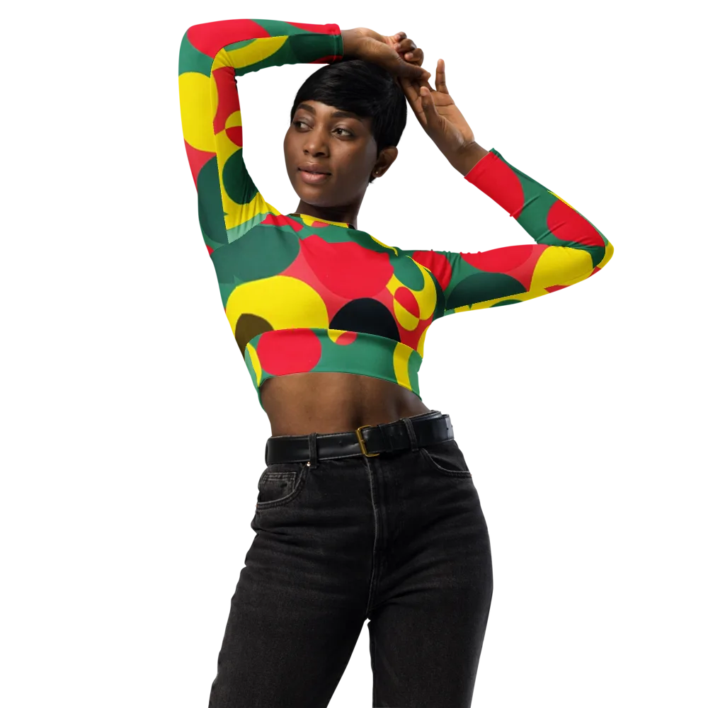 Modular Eclipse on Long Sleeve Crop Top — Front