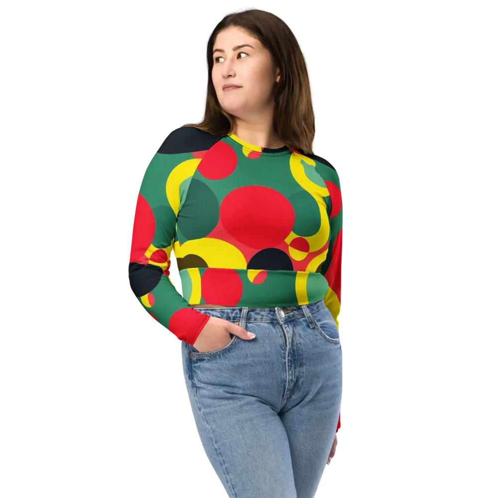 Modular Eclipse on Long Sleeve Crop Top — Front