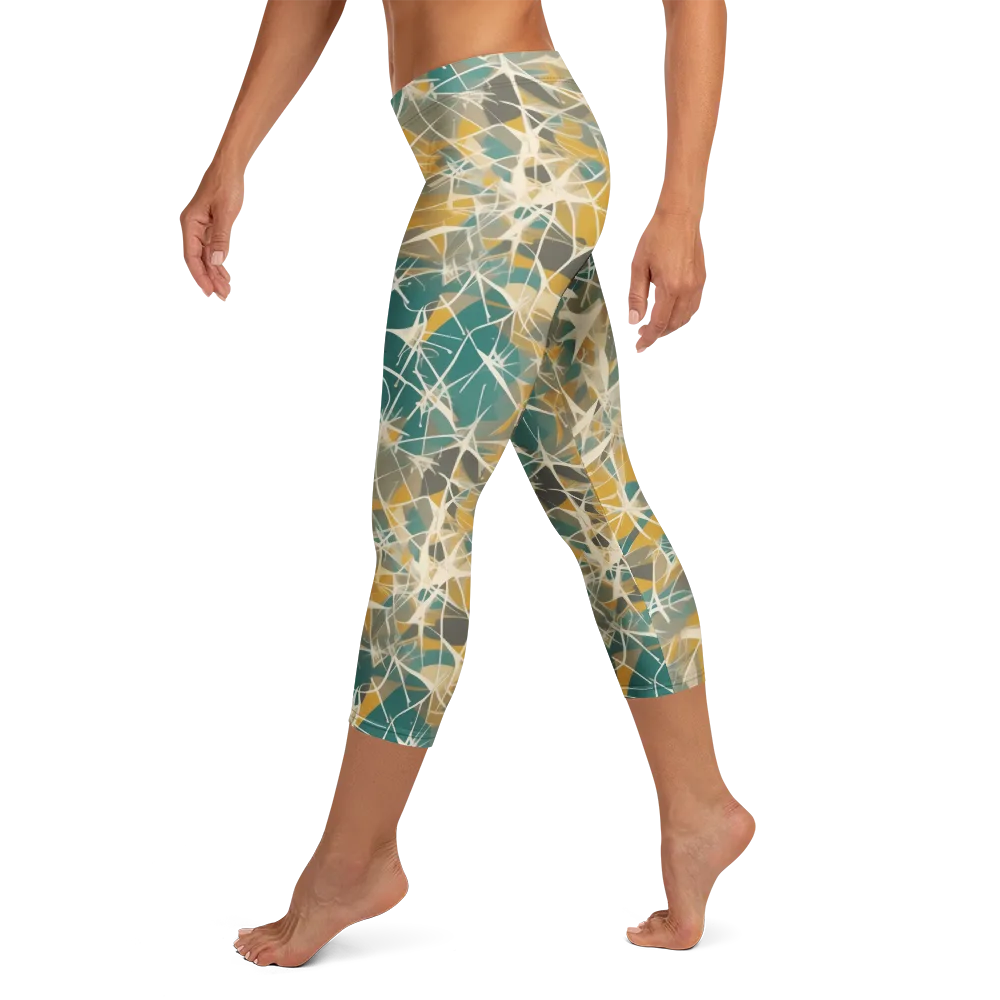 Ochre Interference on Capri Leggings — Left