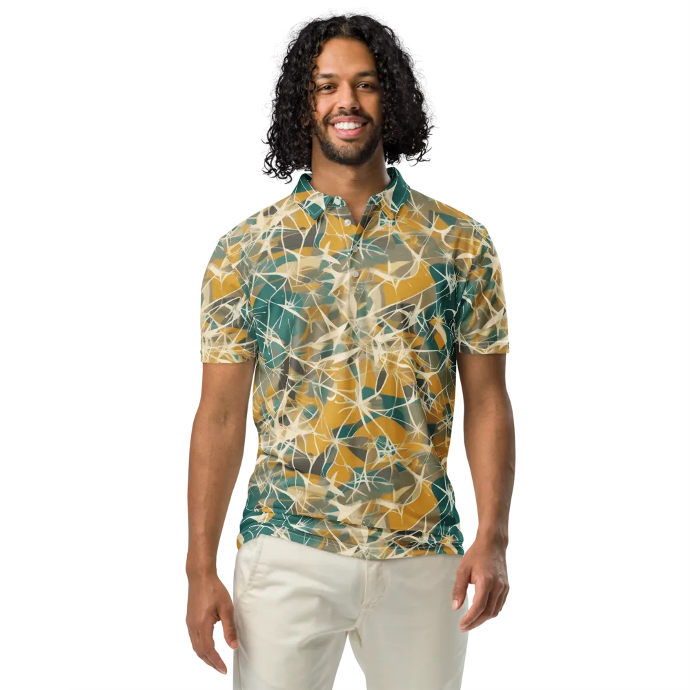 Ochre Interference on Men's Slim Fit Polo Shirt — Front