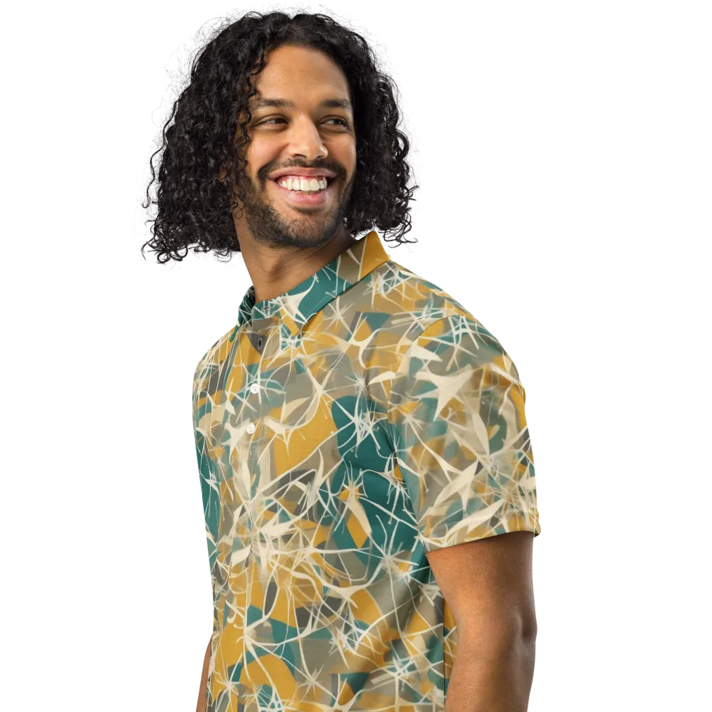 Ochre Interference on Men's Slim Fit Polo Shirt — Left Front