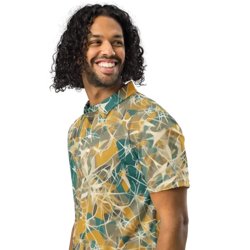 Ochre Interference on a Men's Slim Fit Polo Shirt