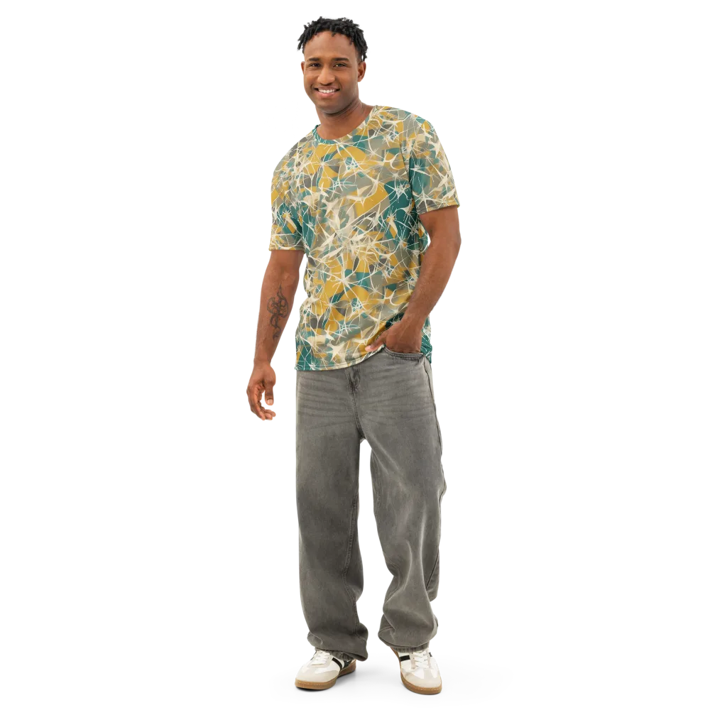 Ochre Interference on Men's Cotton Crew Neck T-Shirt — Front