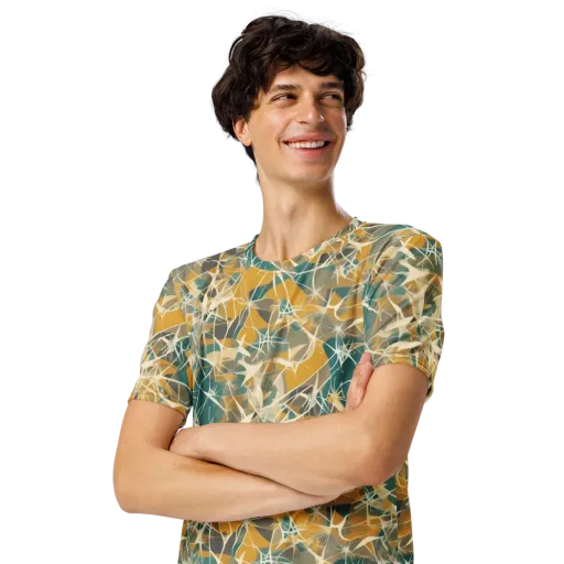 Ochre Interference on a Men's Crew Neck T-Shirt