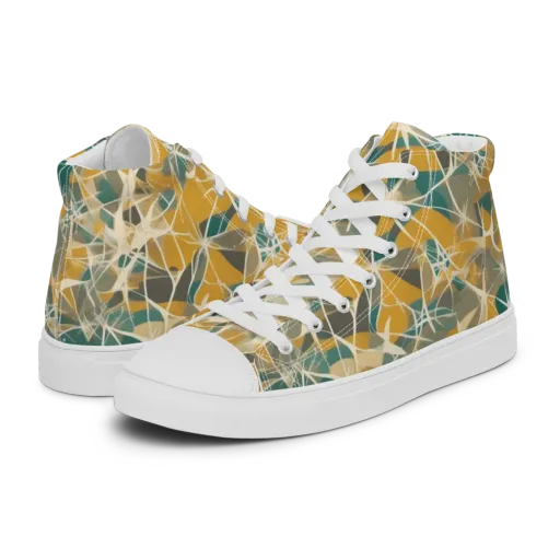 Ochre Interference on a Men's High Top Canvas Shoes