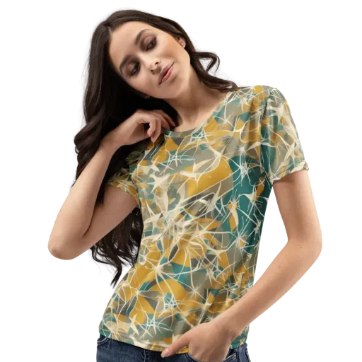 Ochre Interference on a Women's Crew Neck T-Shirt